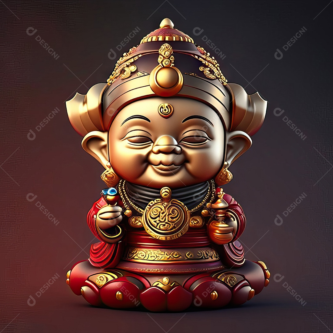 Retrato de Mascote buda 3d