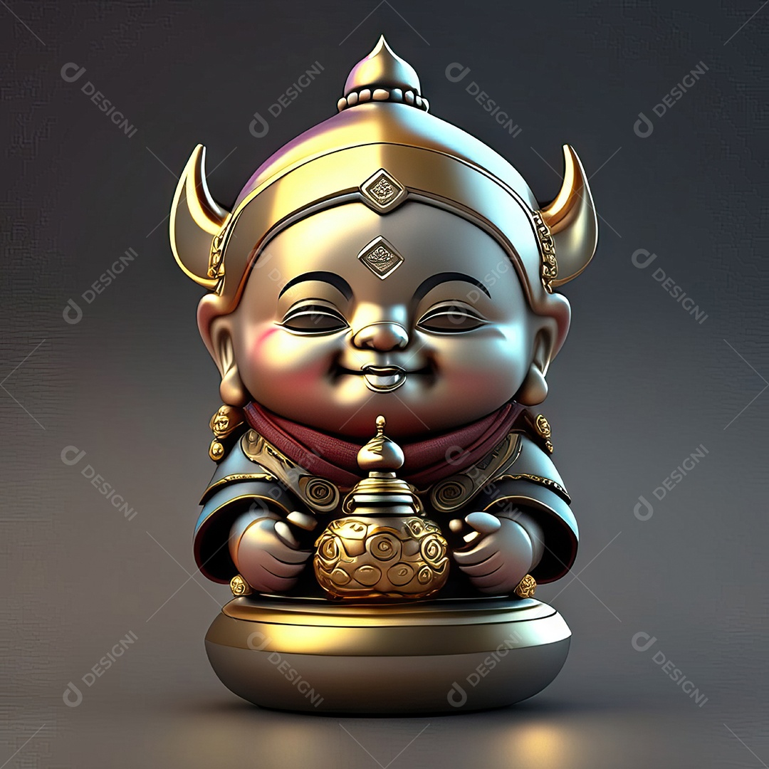 Retrato de Mascote buda 3d