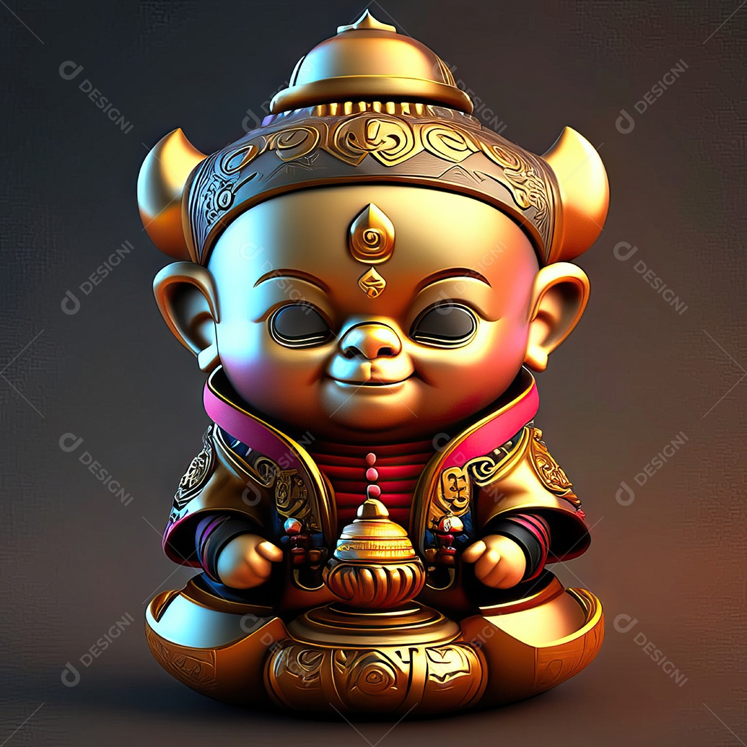 Retrato de Mascote buda 3d