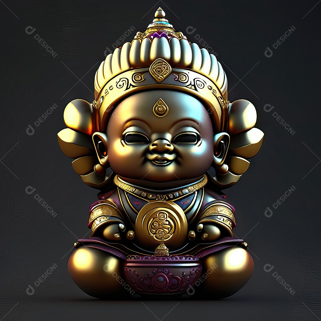 Retrato de Mascote buda 3d