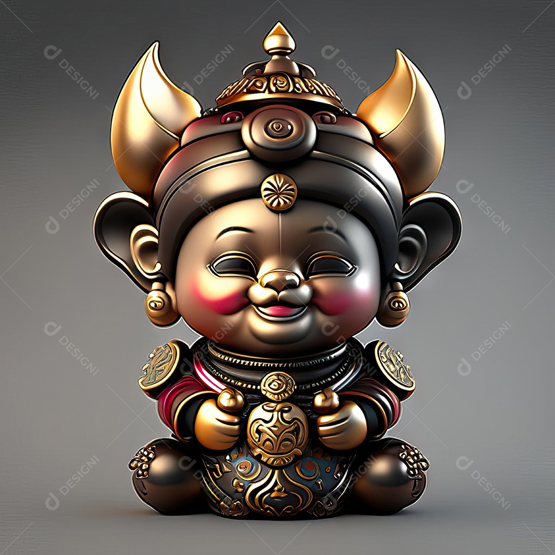 Retrato de Mascote buda 3d