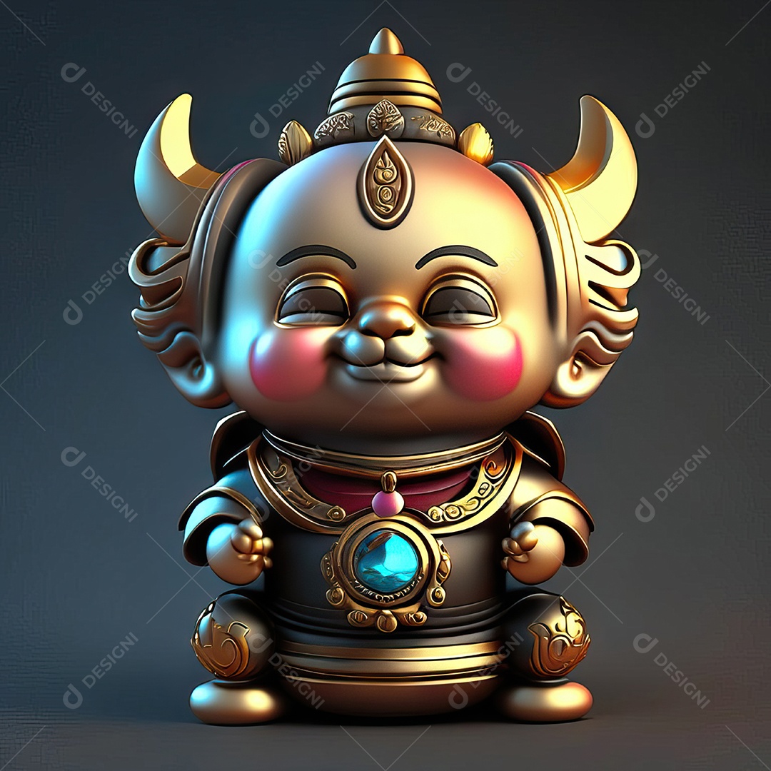 Retrato de Mascote buda 3d