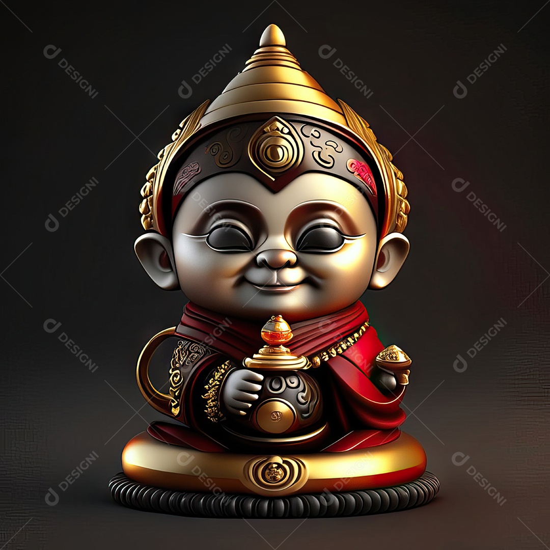 Retrato de Mascote buda 3d