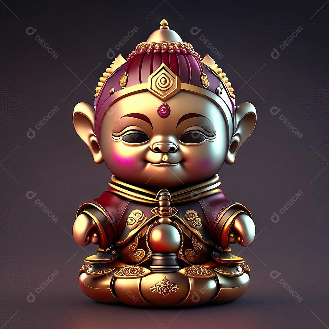 Retrato de Mascote buda 3d