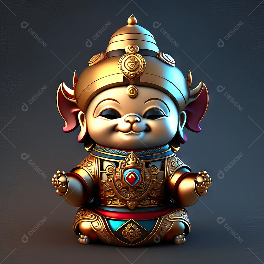 Retrato de Mascote buda 3d