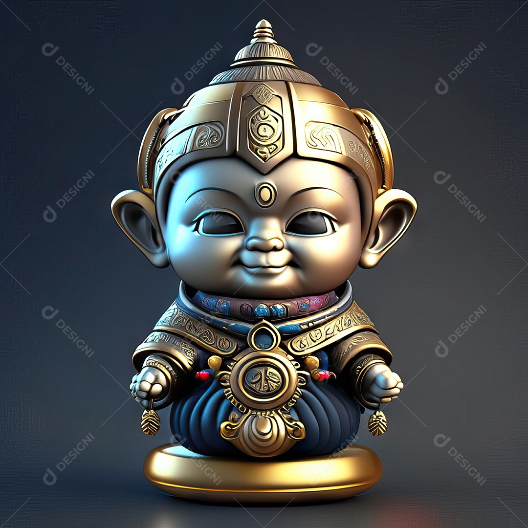 Retrato de Mascote buda 3d
