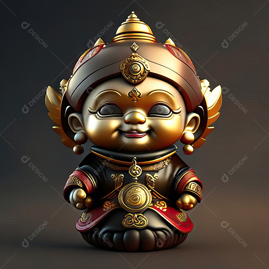 Retrato de Mascote buda 3d