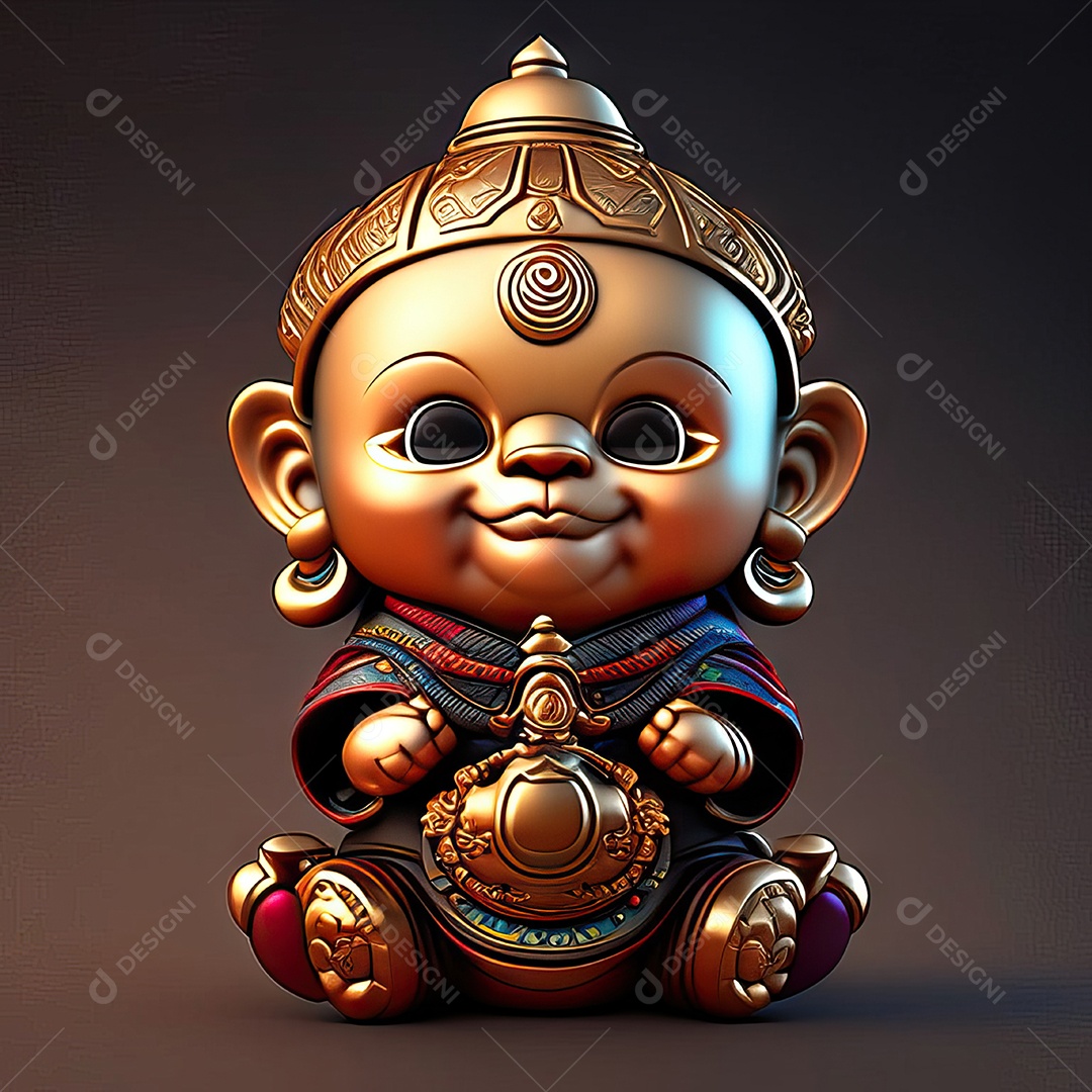 Retrato de Mascote buda 3d