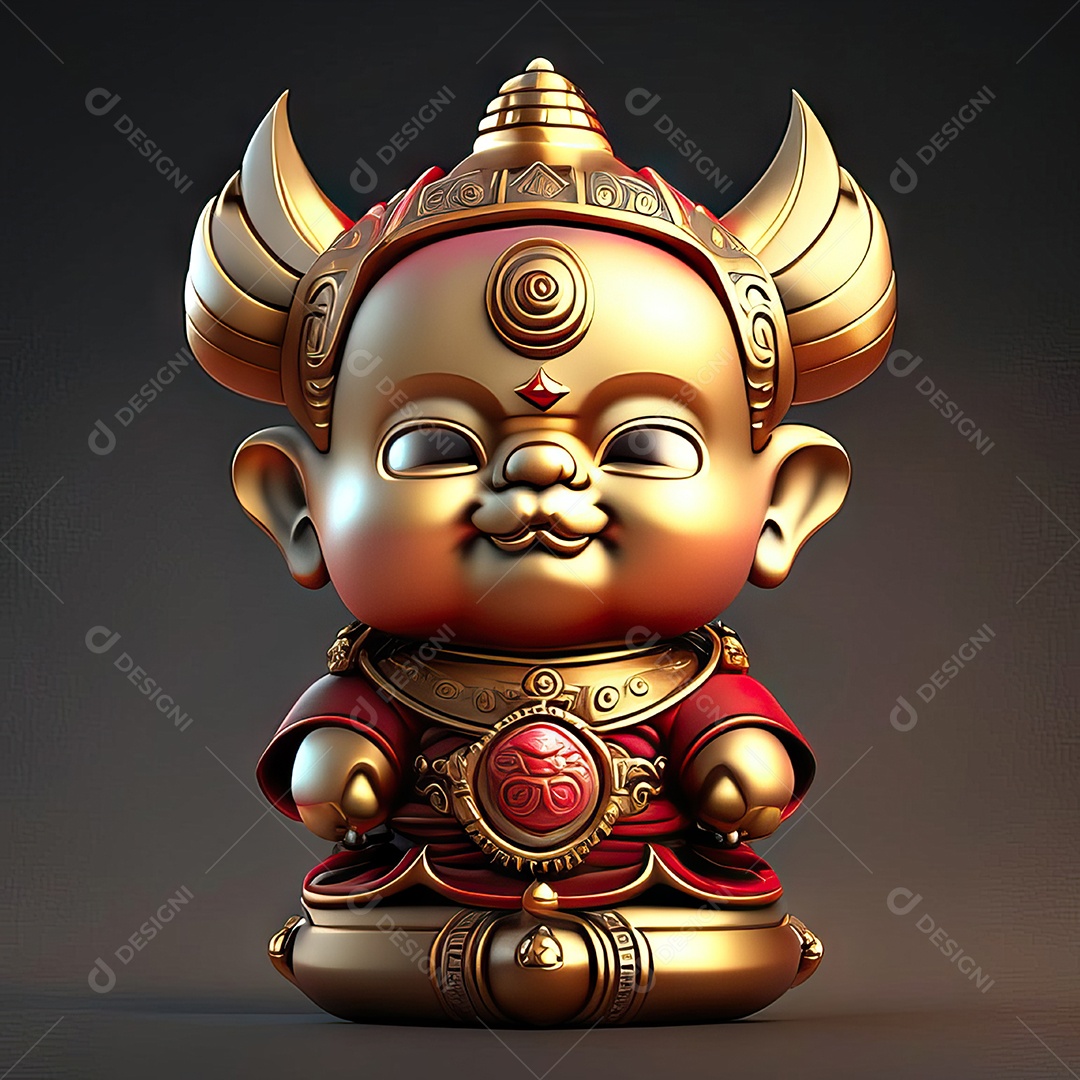 Retrato de Mascote buda 3d