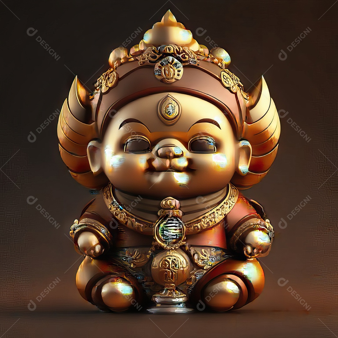 Retrato de Mascote buda 3d