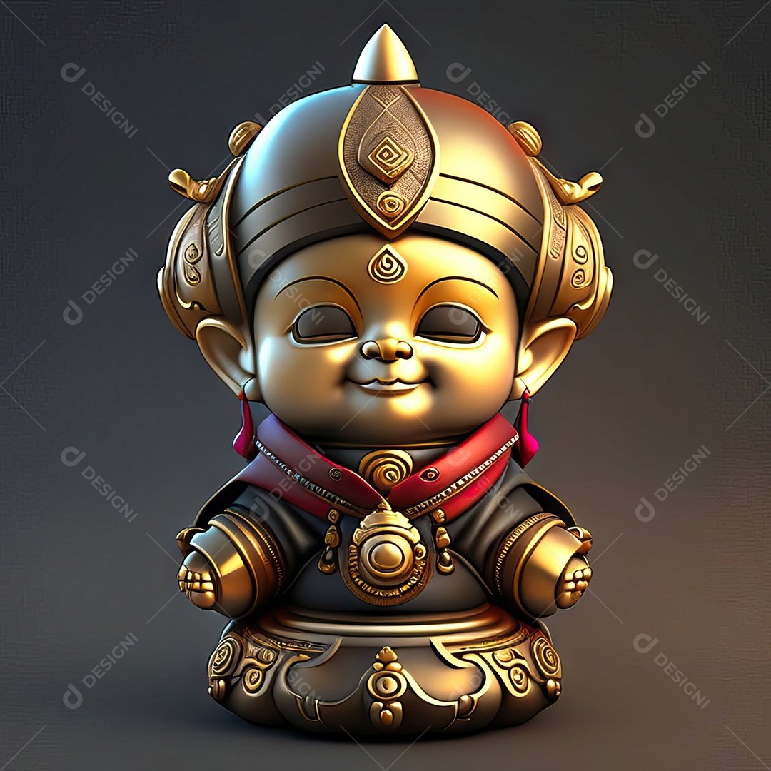 Retrato de Mascote buda 3d
