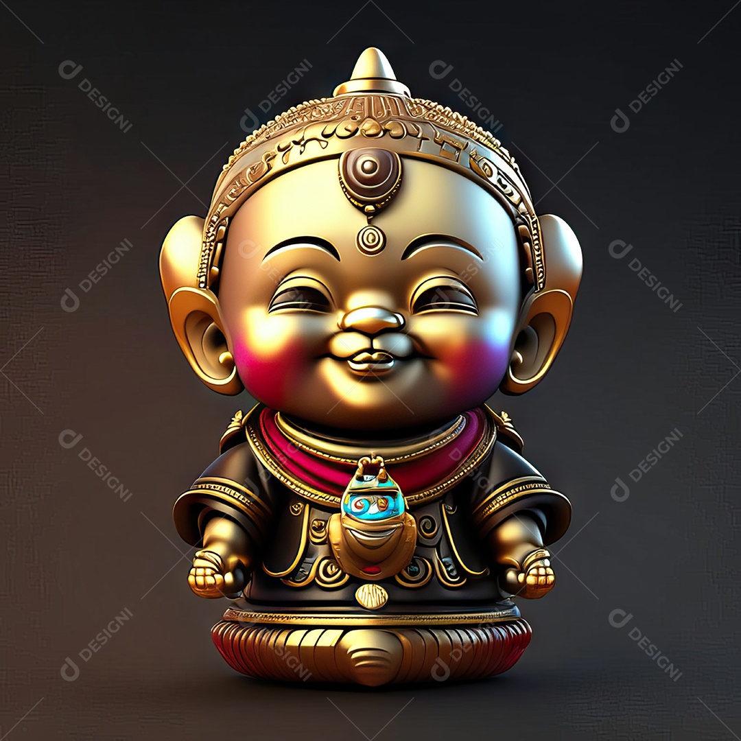 Retrato de Mascote buda 3d