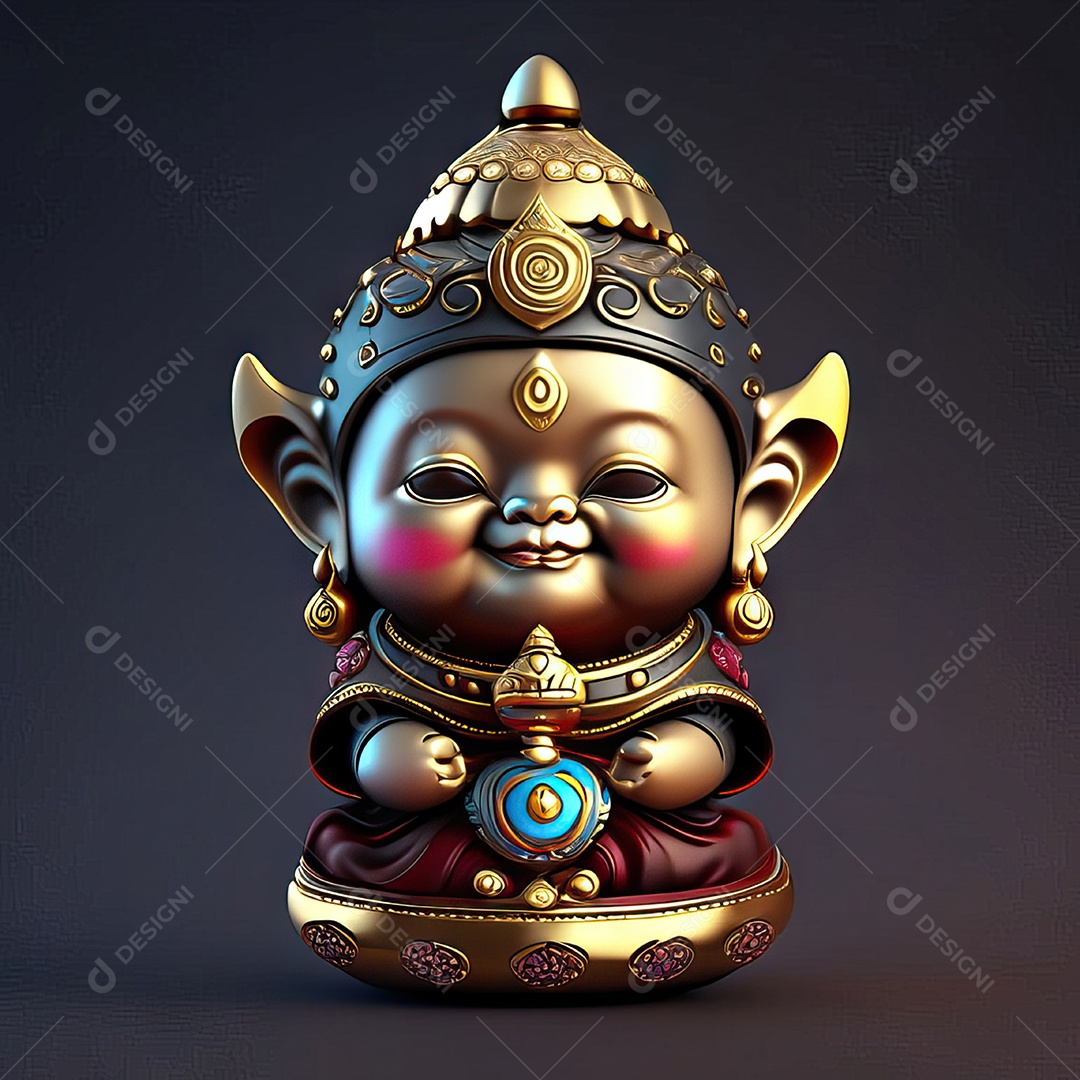 Retrato de Mascote buda 3d