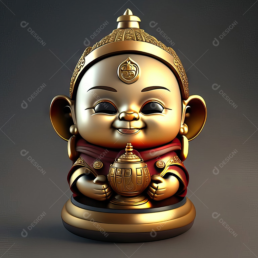 Retrato de Mascote buda 3d