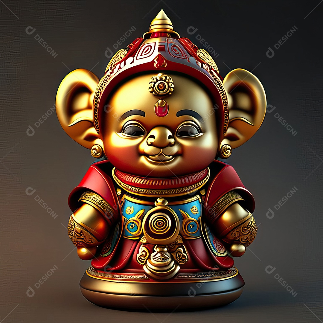 Retrato de Mascote buda 3d