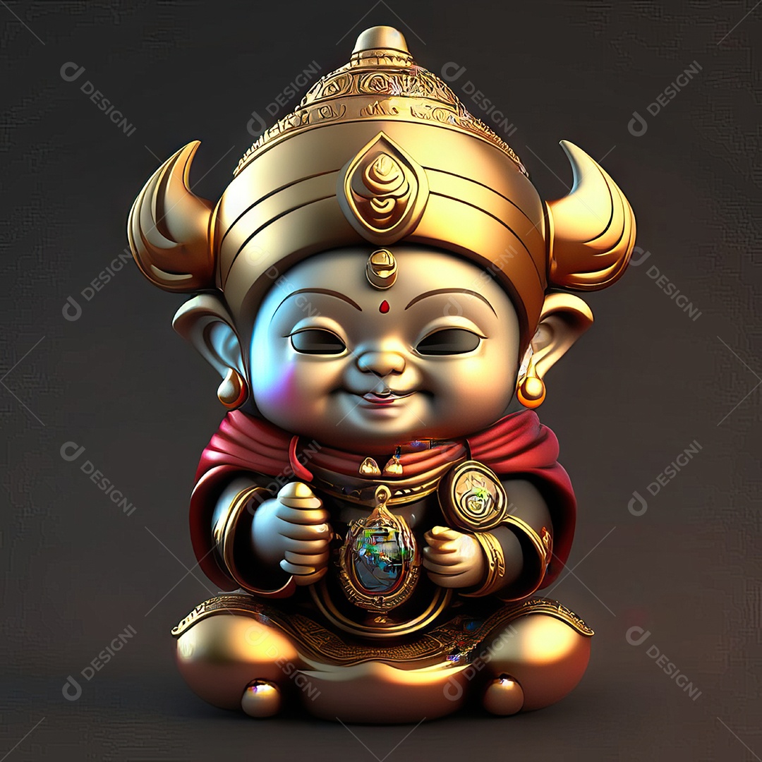 Retrato de Mascote buda 3d