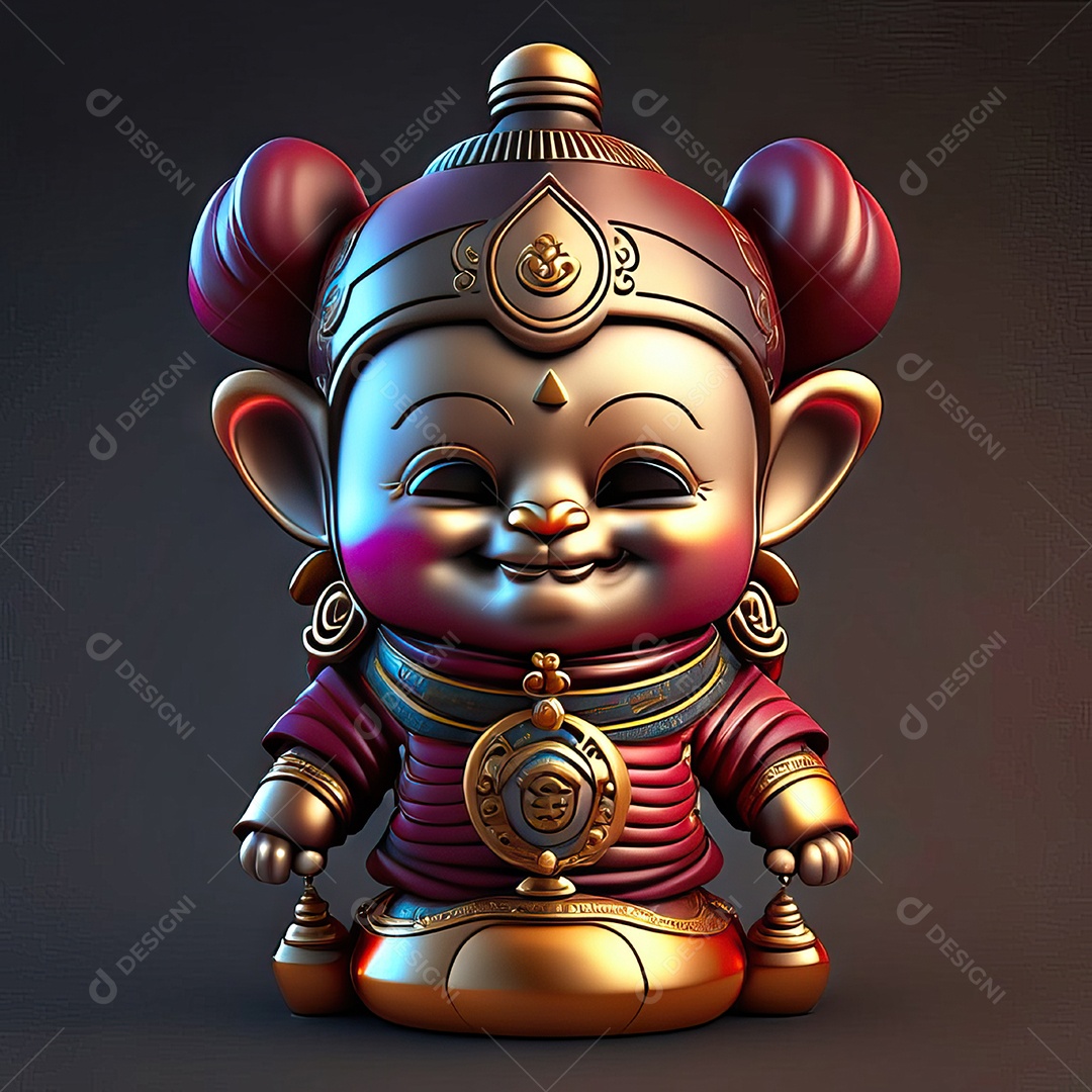 Retrato de Mascote buda 3d