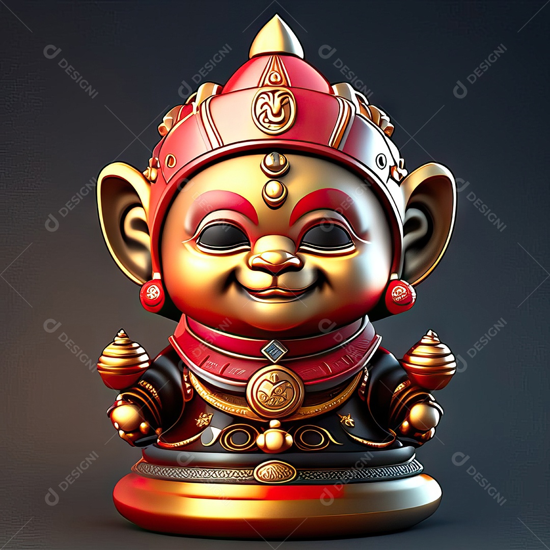 Retrato de Mascote buda 3d