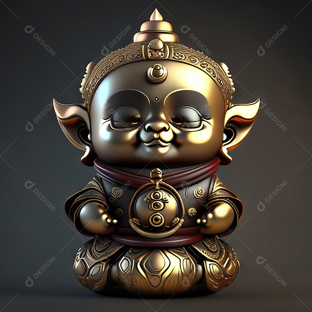 Retrato de Mascote buda 3d