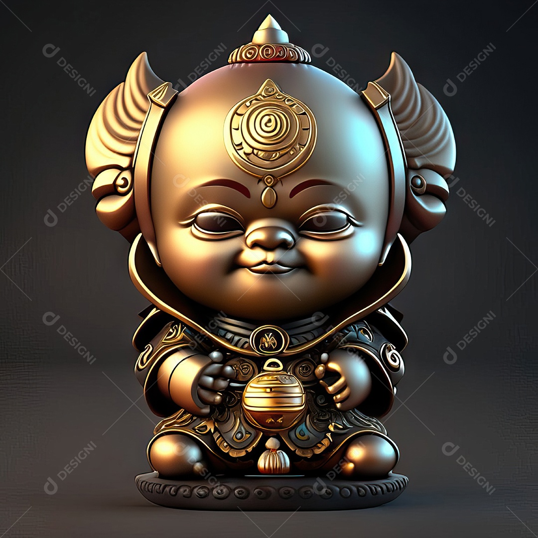 Retrato de Mascote buda 3d