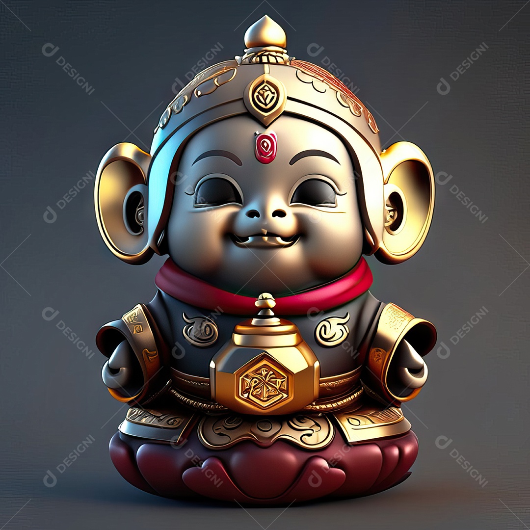 Retrato de Mascote buda 3d