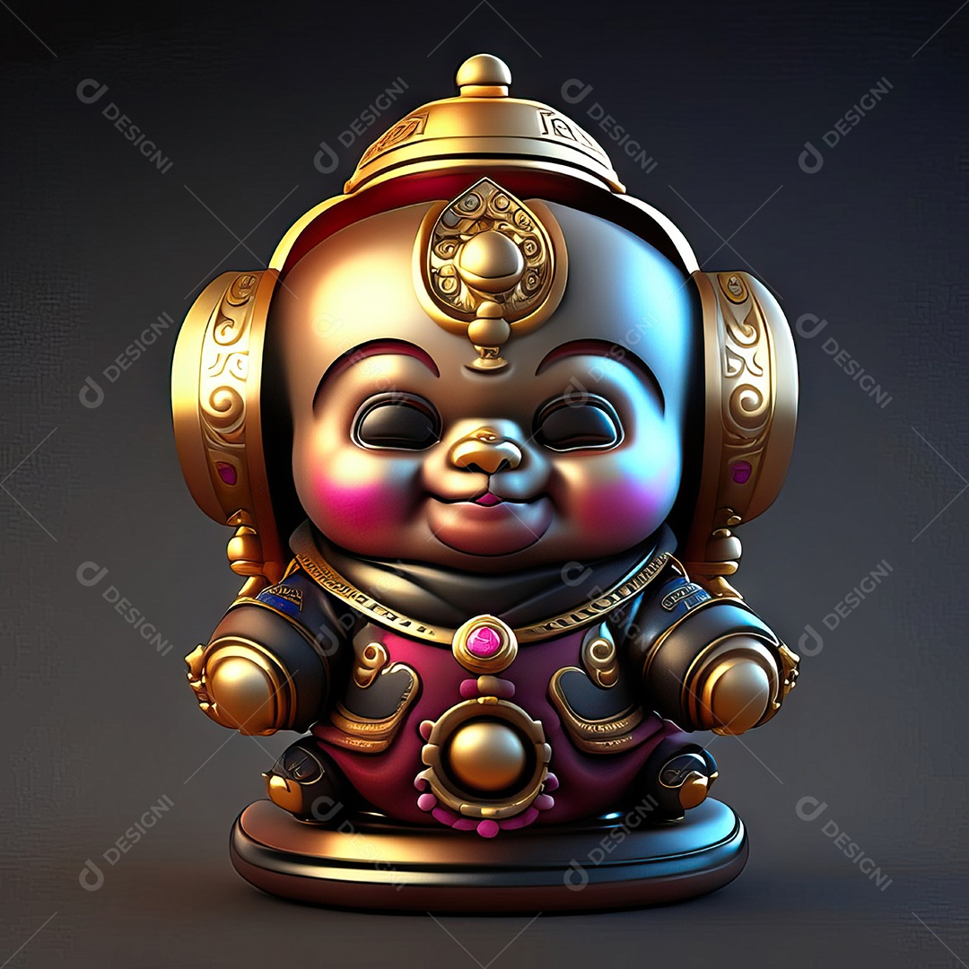 Retrato de Mascote buda 3d