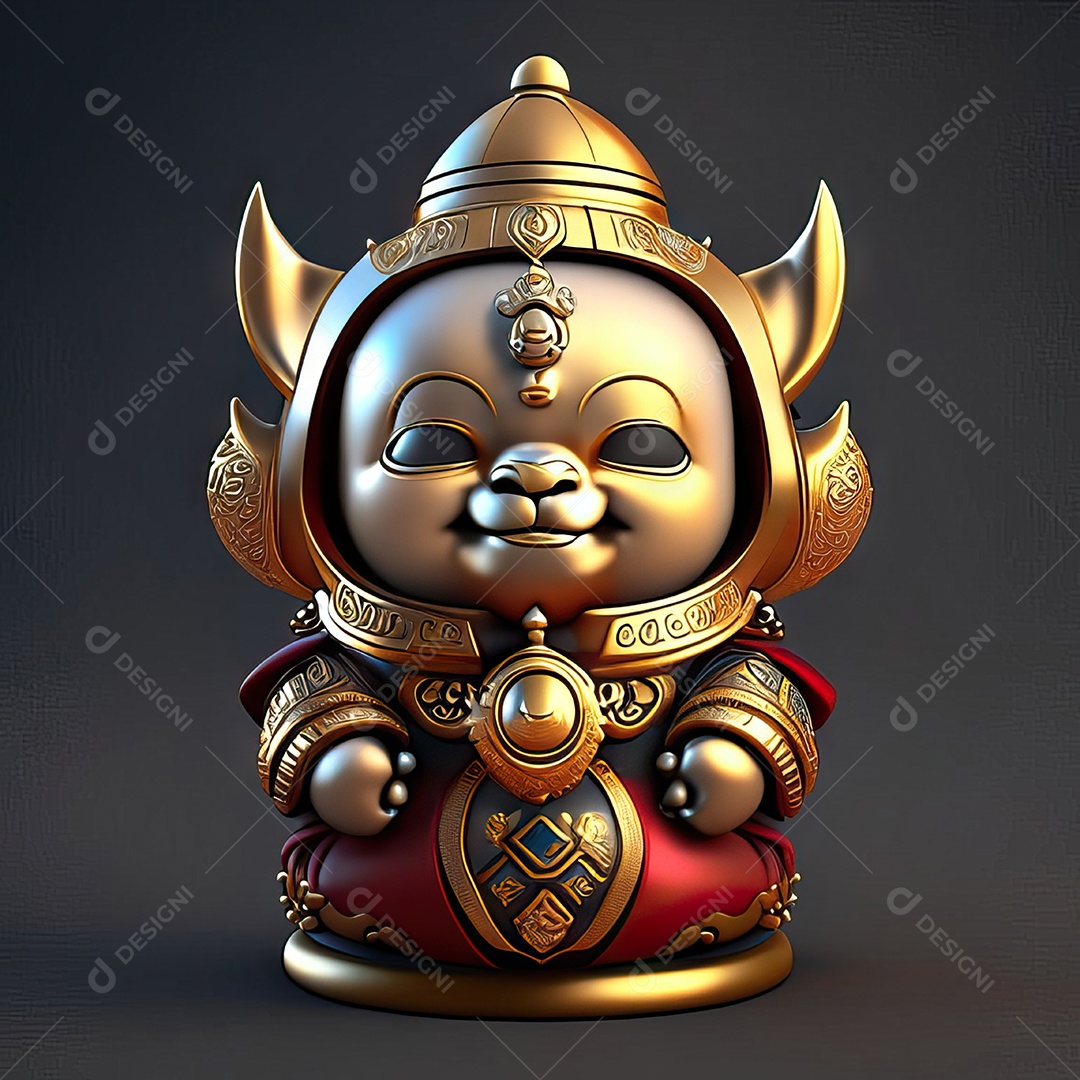Retrato de Mascote buda 3d