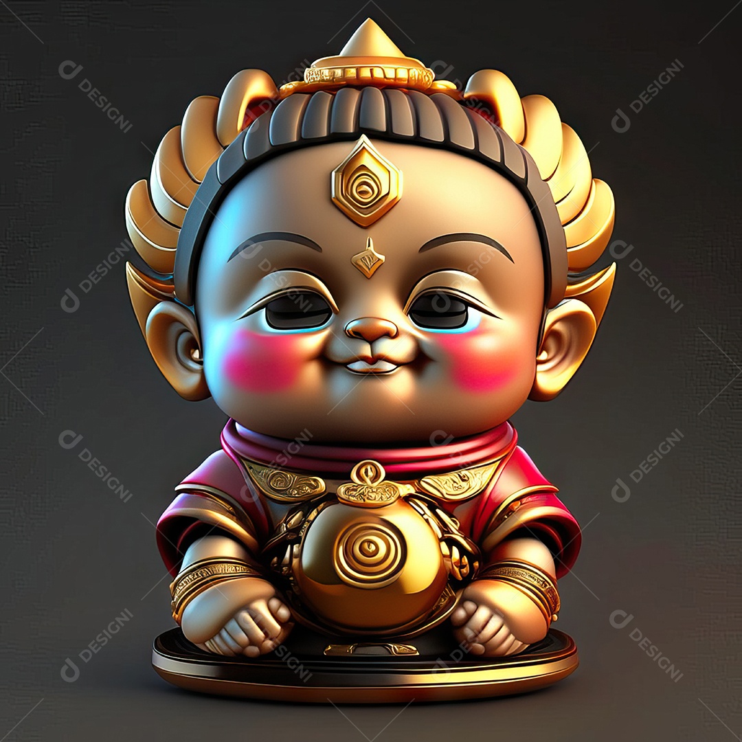 Retrato de Mascote buda 3d