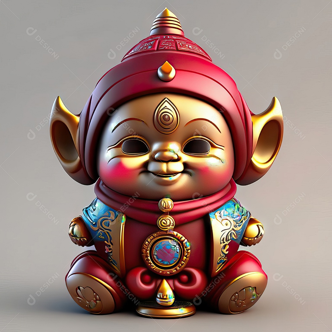 Retrato de Mascote buda 3d