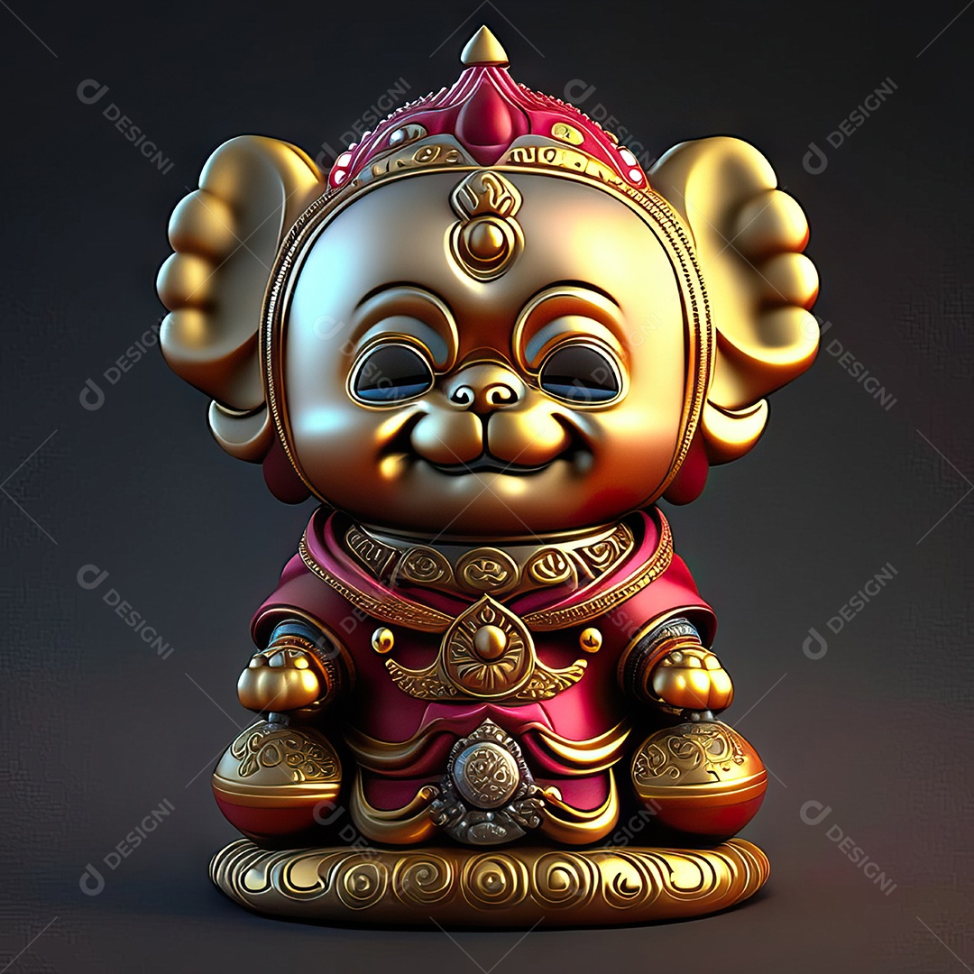 Retrato de Mascote buda 3d