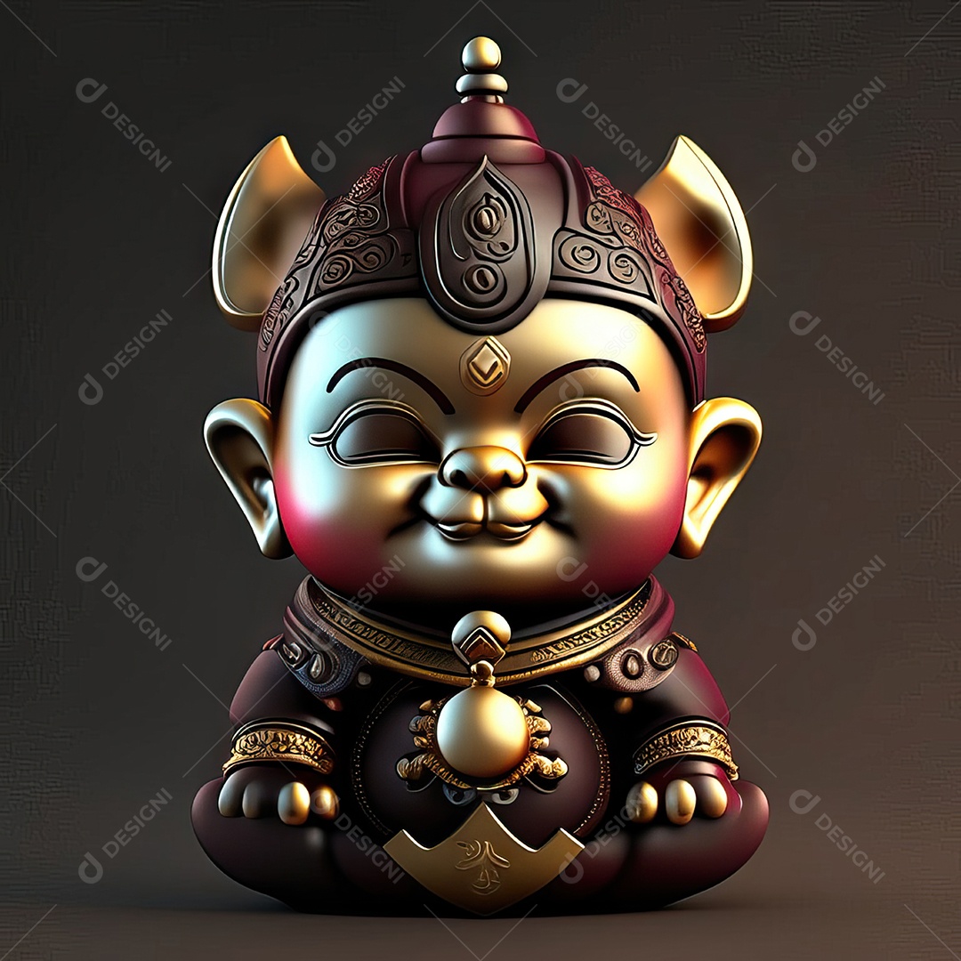 Retrato de Mascote buda 3d