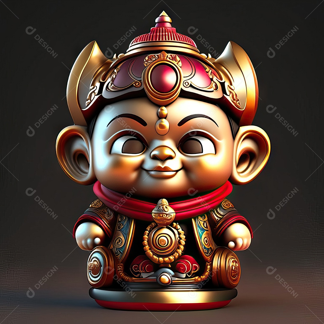 Retrato de Mascote buda 3d