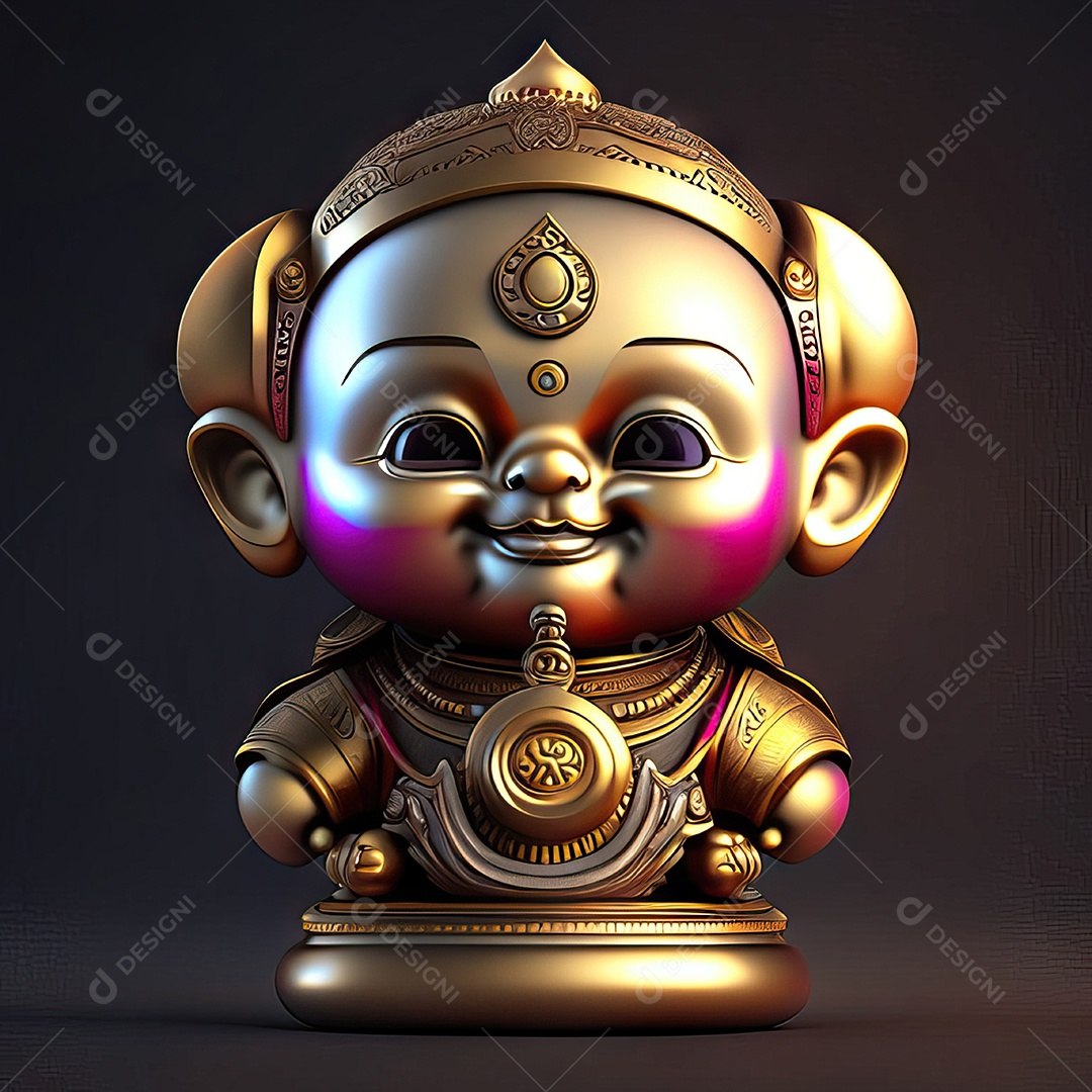 Retrato de Mascote buda 3d