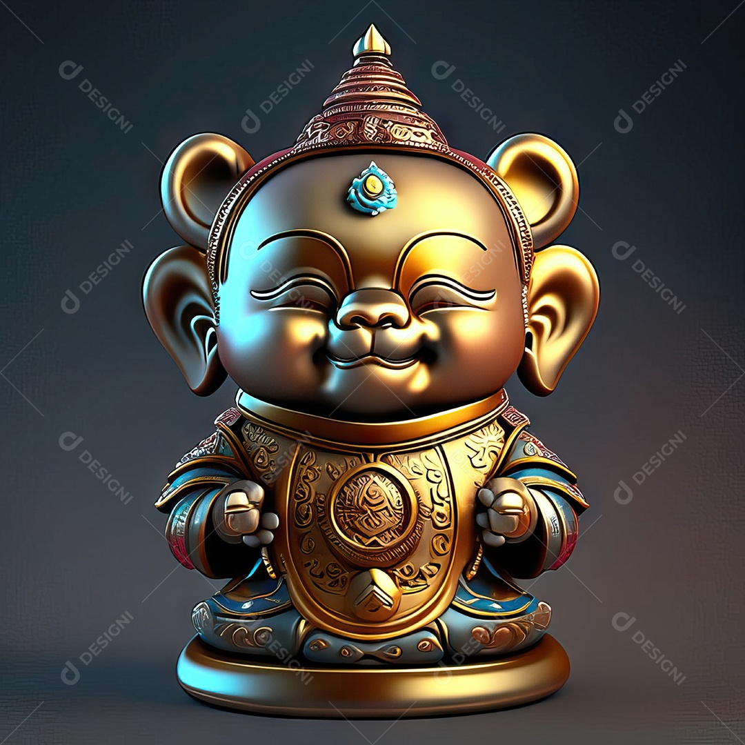 Retrato de Mascote buda 3d