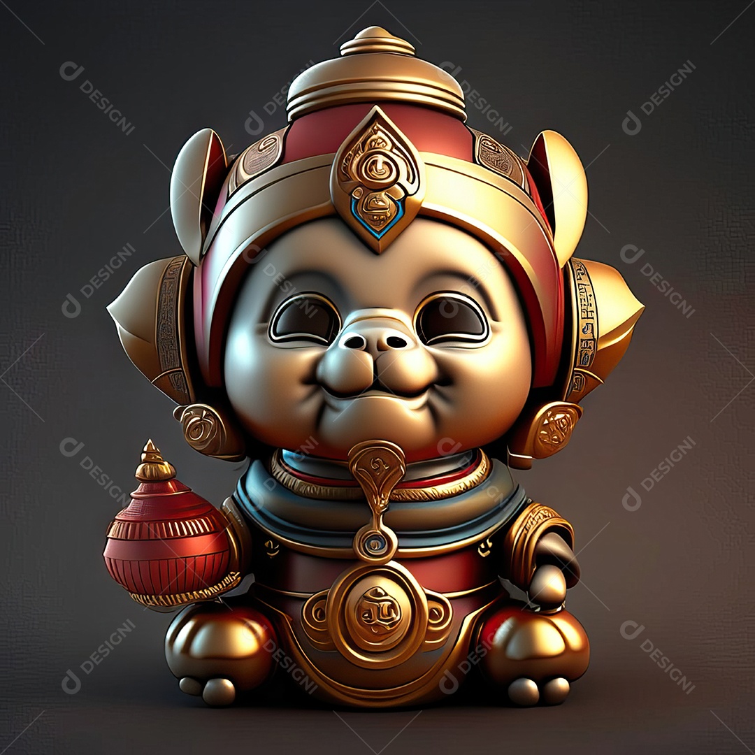 Retrato de Mascote buda 3d