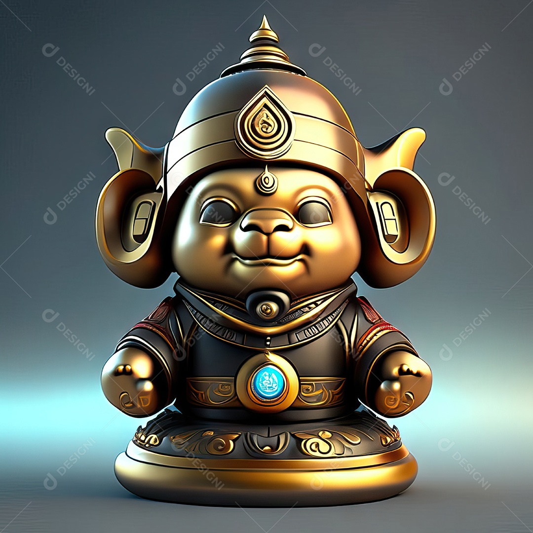 Retrato de Mascote buda 3d