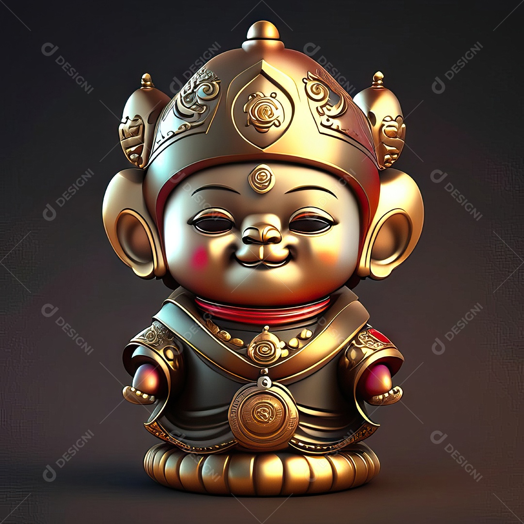 Retrato de Mascote buda 3d