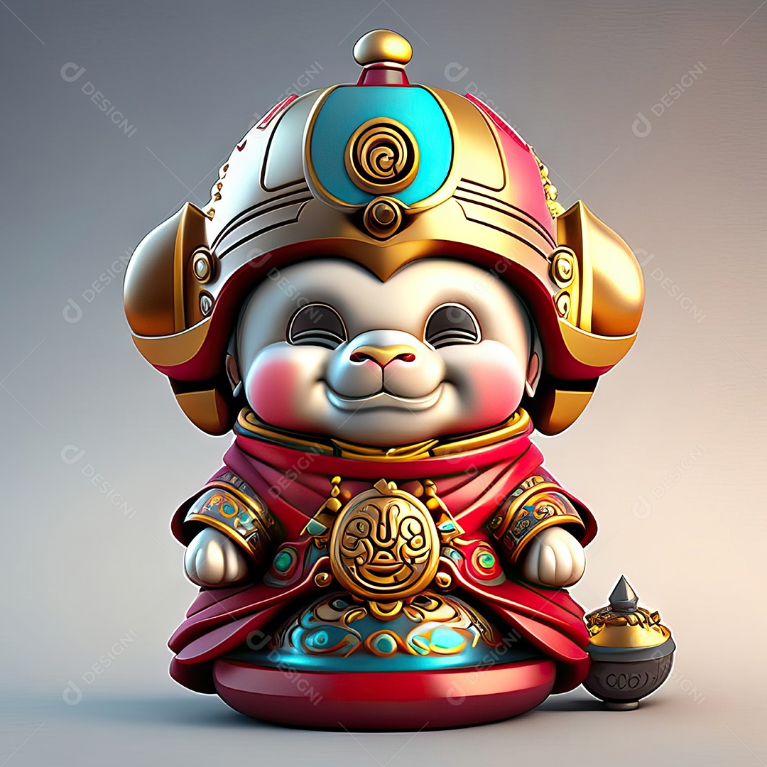 Retrato de Mascote buda 3d