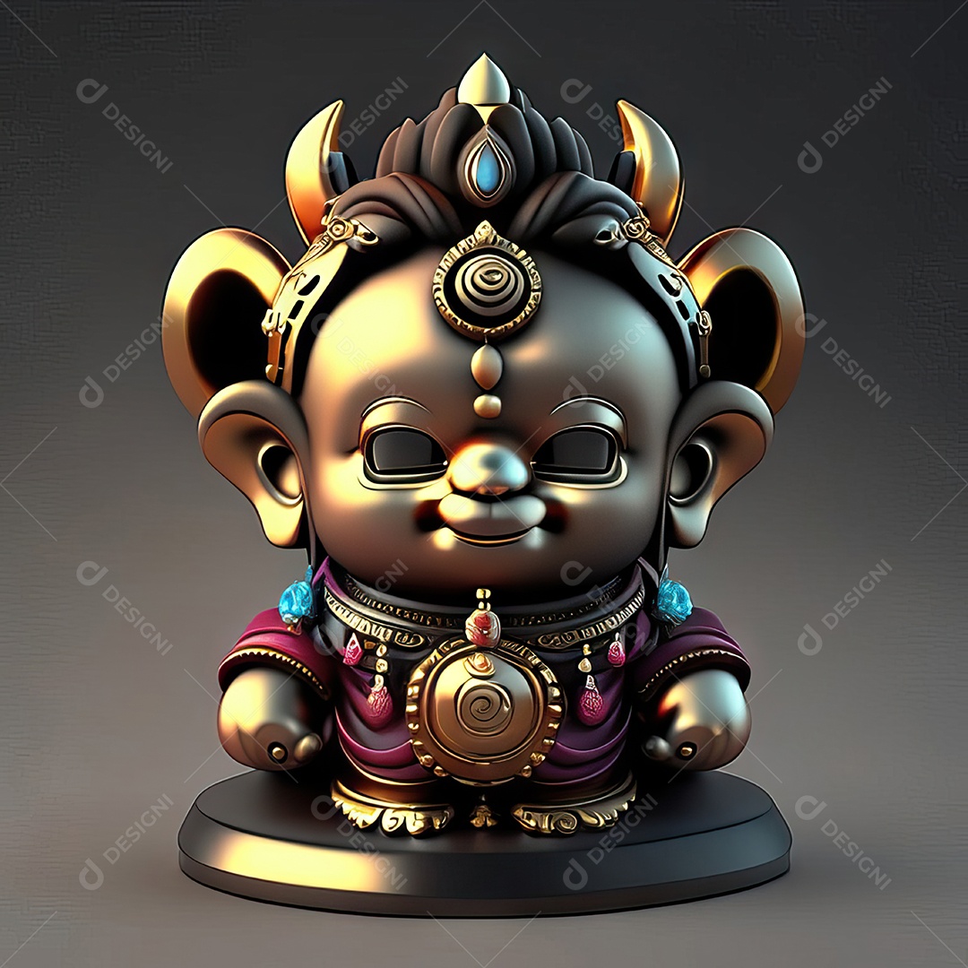 Retrato de Mascote buda 3d