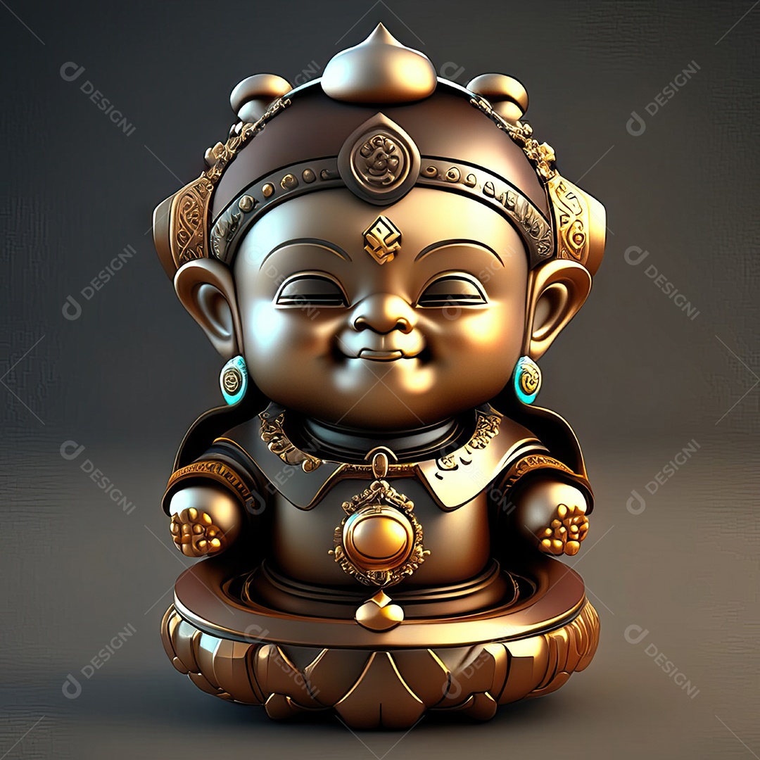 Retrato de Mascote buda 3d