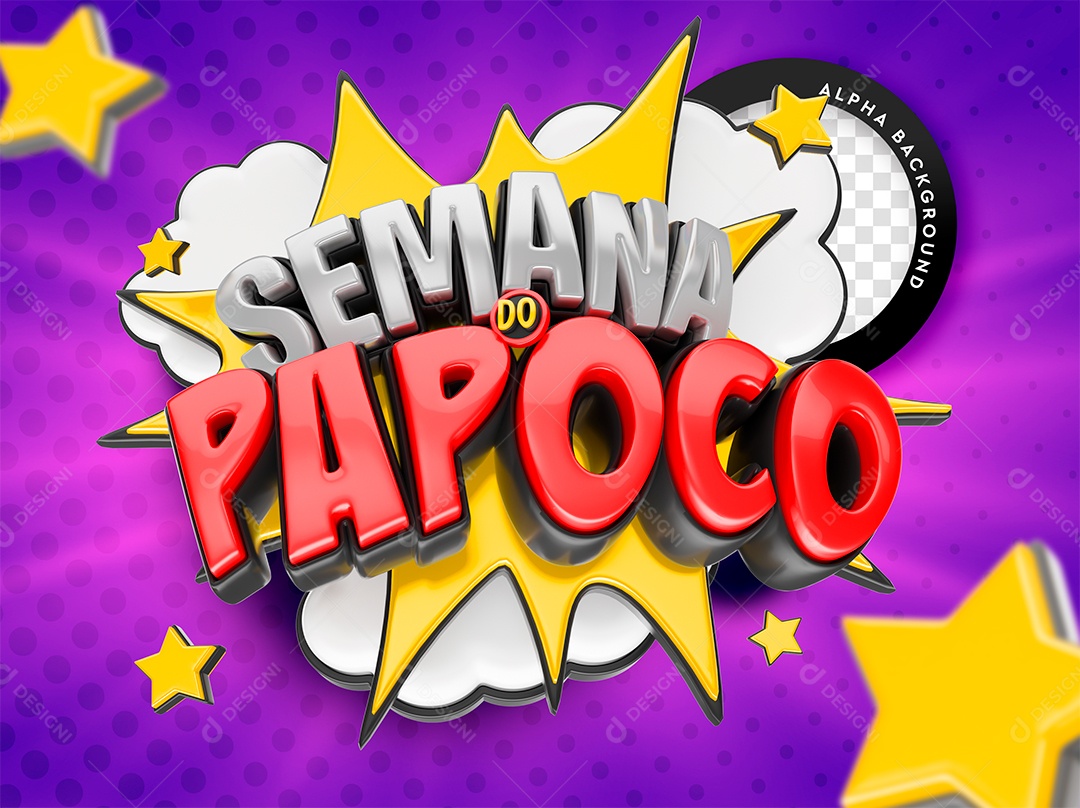 Semana Do Papoco Selo 3D Para Composição PSD