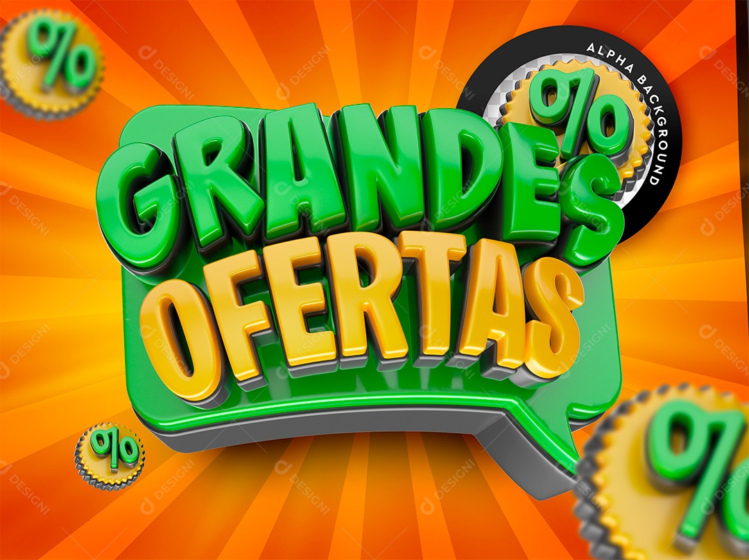 Selo 3D Grandes Ofertas Para Composição PSD