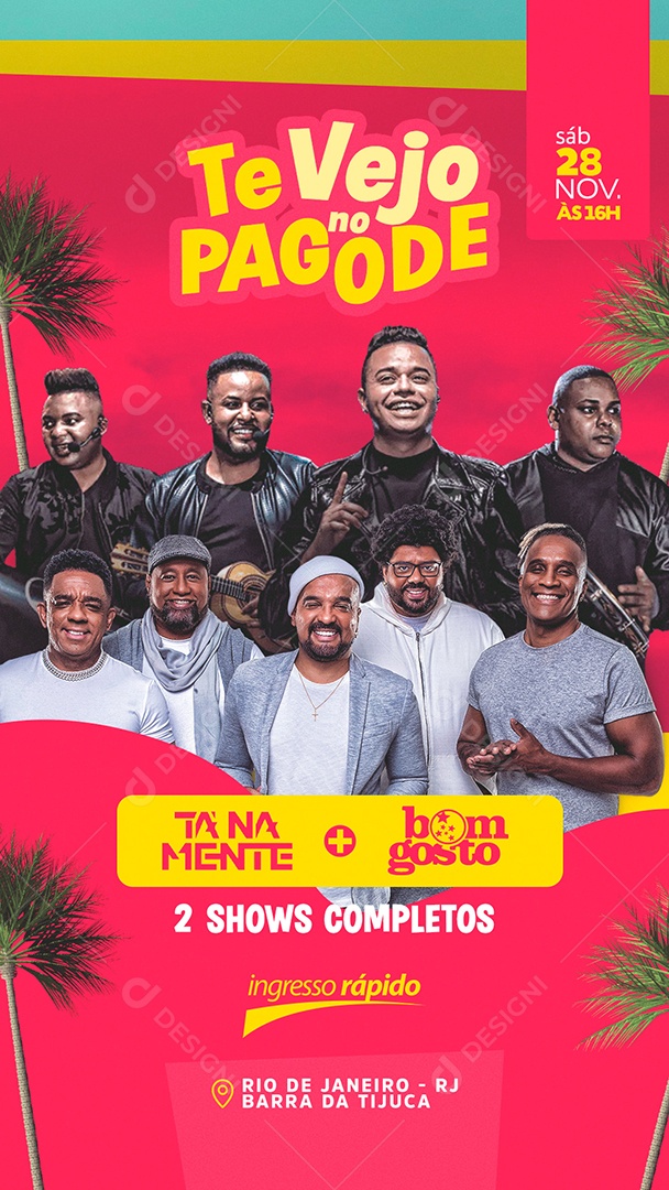 Socail Media Flyer Story Te Vejo No Pagode PSD Editável