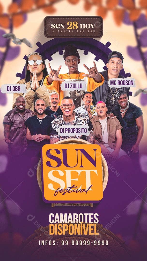 Flyer Story Sunset Festival Pagode Social Media PSD Editável