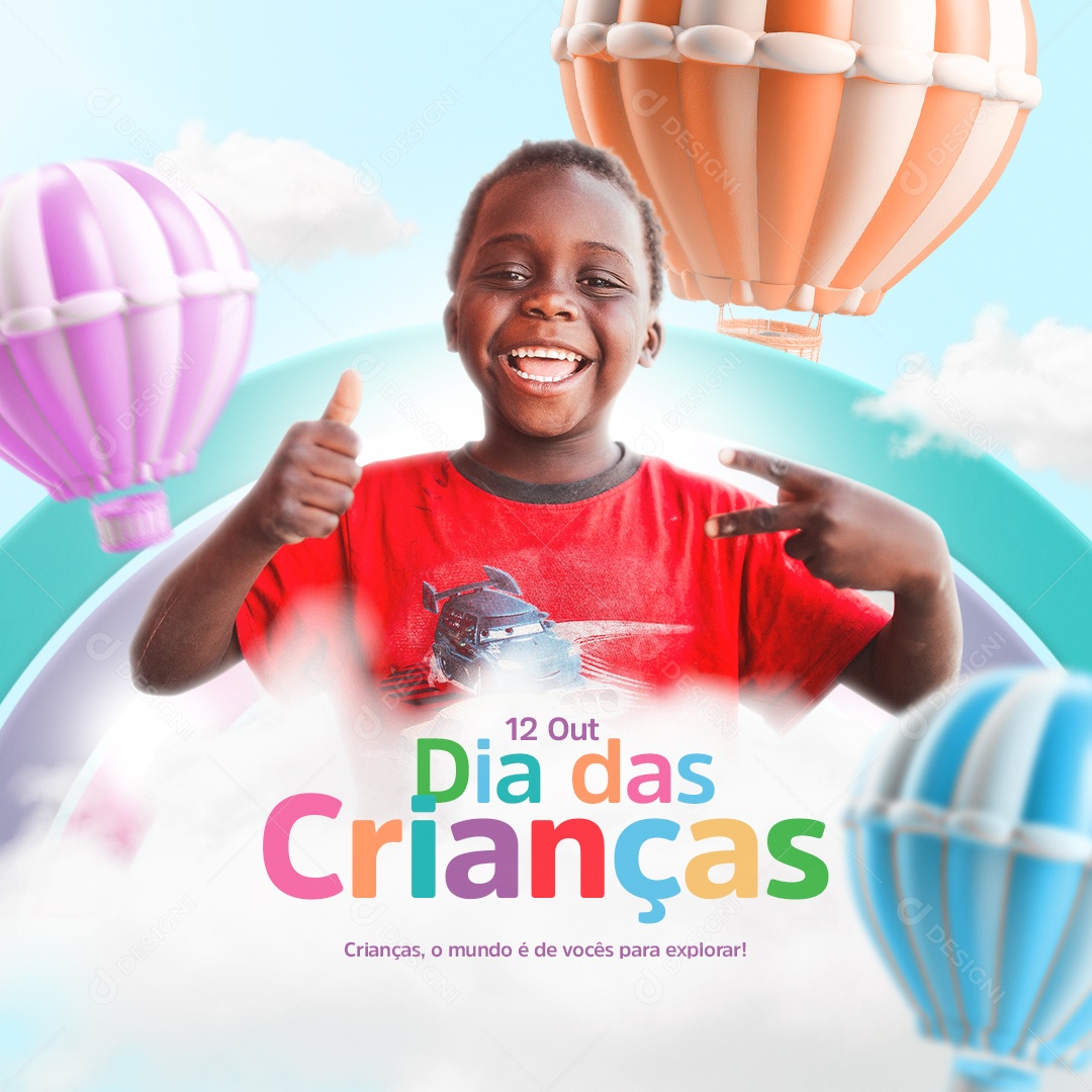 O Mundio é De Vocês Dia Das Crianças Social Media PSD Editável