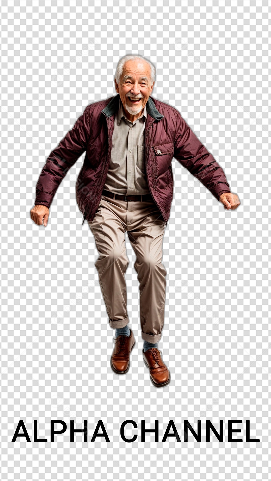 Homem idoso pulando de alegria