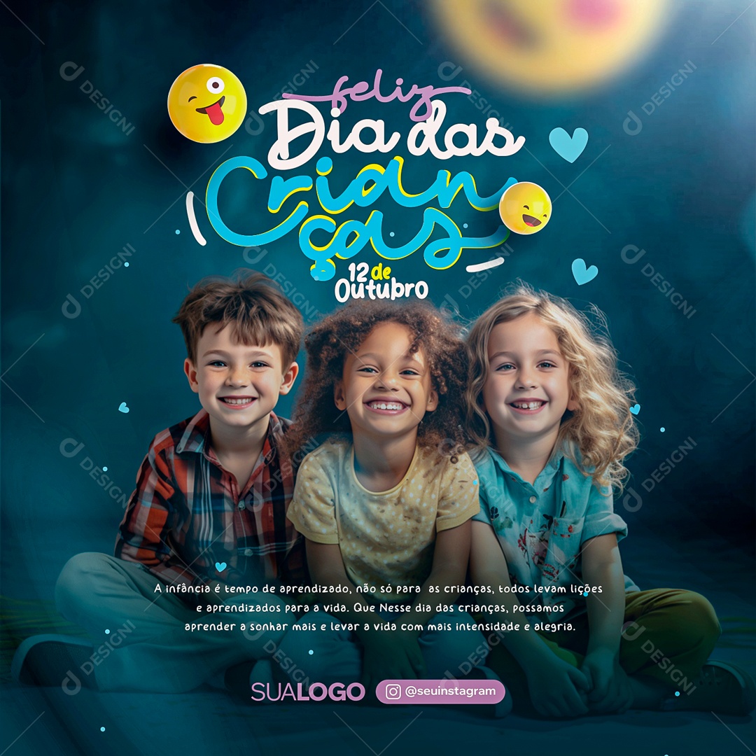Feliz Dia Das Crianças Tempo De Aprendizado Social Media PSD Editável