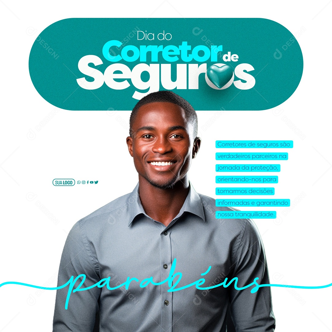 Dia do Corretor de Seguros 12 de Outubro Parabéns Social Media PSD Editável