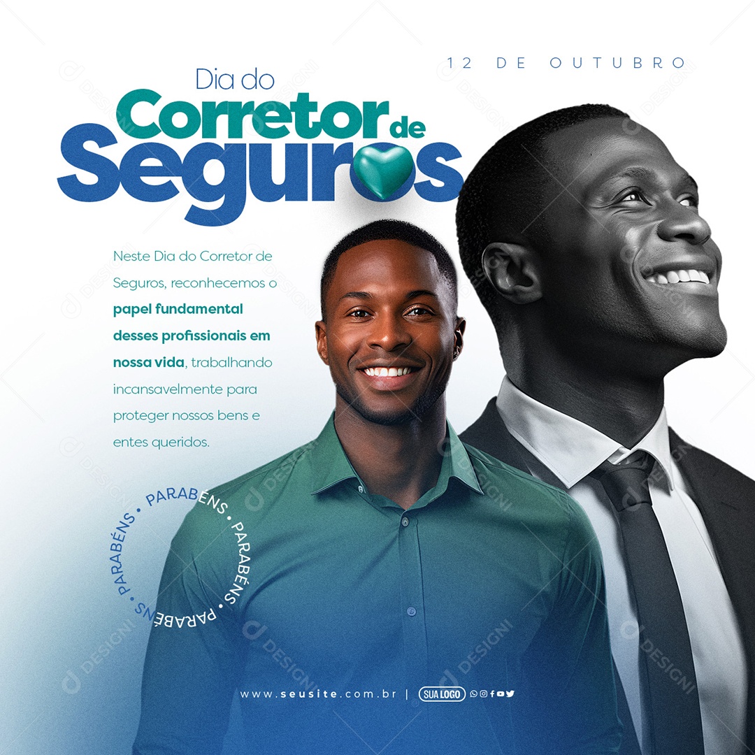 Dia Do Corretor De Seguros 12 De Outubro Reconhecemos o Papel Fundamental desses Profissionais  em nossa Vida Social Media PSD Editável