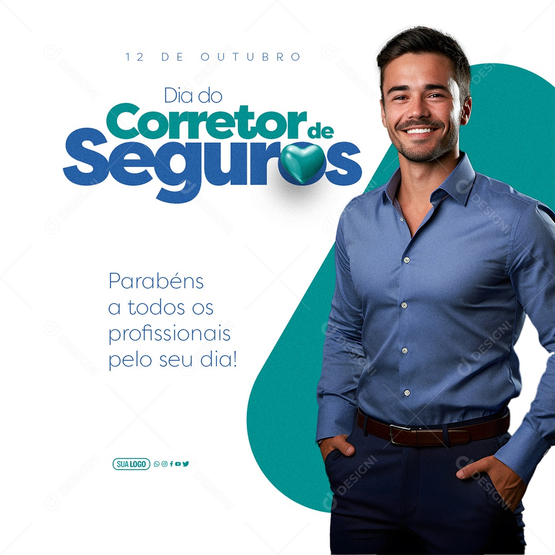 Dia do Corretor de Seguros 12 de Outubro Parabéns a Todos Profissionais pelo seu Dia Social Media PSD Editável